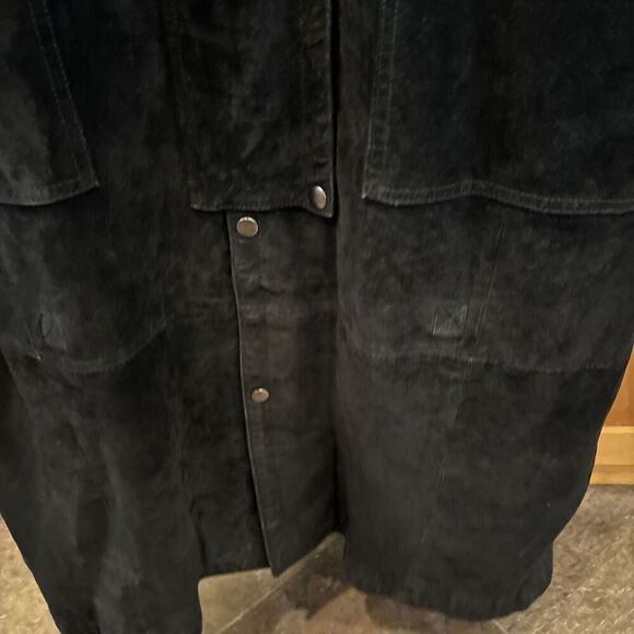 Adventure Bound Originals Duster Outback Trench Coat XL Black Suede Snaps Lined - Picture 7 of 16